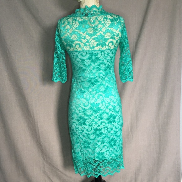 All Lace Dress 👗 Teal with 3/4 Length Sleeves - Picture 3 of 8